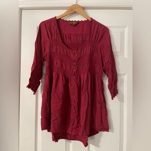 April Cornell tunic top maroon size Large